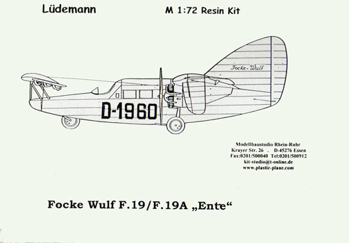 Focke Wulf F.19/19A "Ente" - Lundemann Box Art
