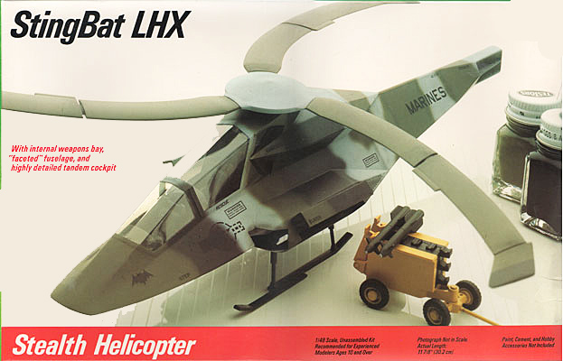 Stingbat LHX Stealth Helicopter - Testors - Box Art