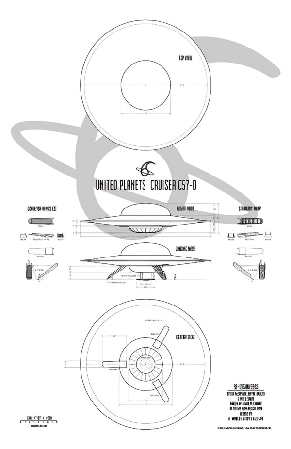 Forbidden Planet Cruiser C-57D Blueprint Set-5 Sheets-Interior/Exterior Robby 